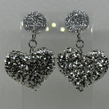 Large dangly Heart Glitter stud Earrings,  Kitsch Fun,  5.5 cm long