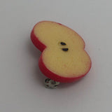 Small 2.7cm Fruit slice brooch made from resin.  badge pin . Roll safety catch. Pick your fruit