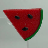 Small 2.7cm Fruit slice brooch made from resin.  badge pin . Roll safety catch. Pick your fruit