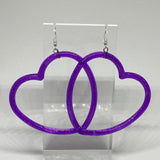 Lots of colours. Huge heart hoop plastic silver charm oversized heart Acrylic Earrings Kitsch Fun 9.5 cm Long