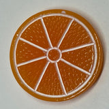 Small 2.7cm Fruit slice brooch made from resin.  badge pin . Roll safety catch. Pick your fruit