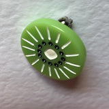 Small 2.7cm Fruit slice brooch made from resin.  badge pin . Roll safety catch. Pick your fruit