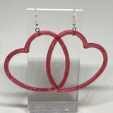 Lots of colours. Huge heart hoop plastic silver charm oversized heart Acrylic Earrings Kitsch Fun 9.5 cm Long