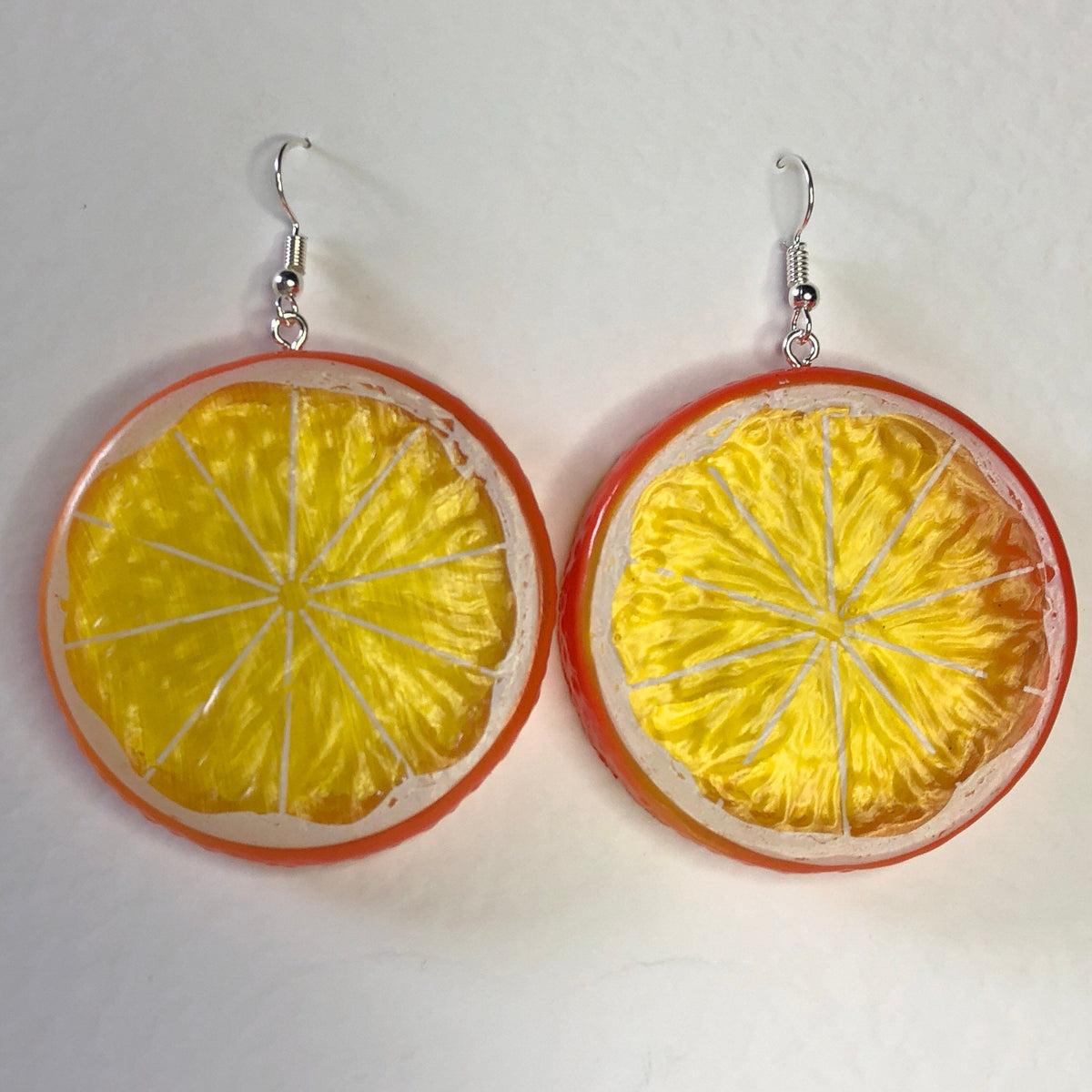 Extra large Orange fruit Acrylic earrings silver or gold