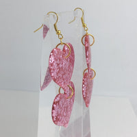 double oversized heart earrings, 8.2 cm long.  Glitter Charms Acrylic Earrings