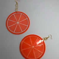 Pick fruit type, Huge silicone fruit earrings 13.5 cm long , lemon lime orange  , large Kitsch festival earrings