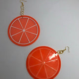 Pick fruit type, Huge silicone fruit earrings 13.5 cm long , lemon lime orange  , large Kitsch festival earrings