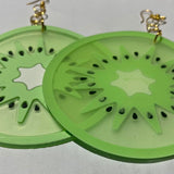 Pick fruit type, Huge silicone fruit earrings 13.5 cm long , lemon lime orange  , large Kitsch festival earrings