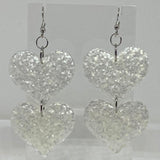 double oversized heart earrings, 8.2 cm long.  Glitter Charms Acrylic Earrings