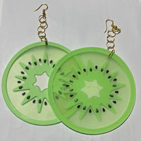 Pick fruit type, Huge silicone fruit earrings 13.5 cm long , lemon lime orange  , large Kitsch festival earrings