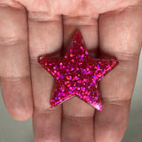 1 pair of Large star Glitter stud Earrings,  Kitsch Fun,  3.5 cm 35mm