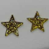 1 pair of Large star Glitter stud Earrings,  Kitsch Fun,  3.5 cm 35mm