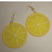 Pick fruit type, Huge silicone fruit earrings 13.5 cm long , lemon lime orange  , large Kitsch festival earrings