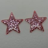 1 pair of Large star Glitter stud Earrings,  Kitsch Fun,  3.5 cm 35mm