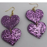 double oversized heart earrings, 8.2 cm long.  Glitter Charms Acrylic Earrings