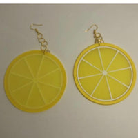 Pick fruit type, Huge silicone fruit earrings 13.5 cm long , lemon lime orange  , large Kitsch festival earrings