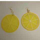 Pick fruit type, Huge silicone fruit earrings 13.5 cm long , lemon lime orange  , large Kitsch festival earrings