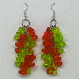 Rainbow gummy bear Dangle waterfall earrings colour hooks , 9 cm long ( 3.5 inches )