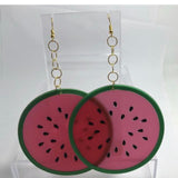 Pick fruit type, Huge silicone fruit earrings 13.5 cm long , lemon lime orange  , large Kitsch festival earrings