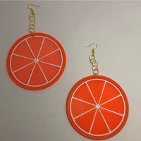 Pick fruit type, Huge silicone fruit earrings 13.5 cm long , lemon lime orange  , large Kitsch festival earrings