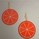 Pick fruit type, Huge silicone fruit earrings 13.5 cm long , lemon lime orange  , large Kitsch festival earrings