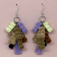 Rainbow gummy bear Dangle waterfall earrings colour hooks , 9 cm long ( 3.5 inches )