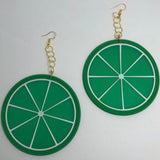 Pick fruit type, Huge silicone fruit earrings 13.5 cm long , lemon lime orange  , large Kitsch festival earrings