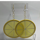 Pick fruit type, Huge silicone fruit earrings 13.5 cm long , lemon lime orange  , large Kitsch festival earrings