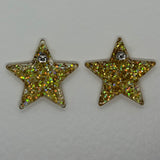 1 pair of Large star Glitter stud Earrings,  Kitsch Fun,  3.5 cm 35mm