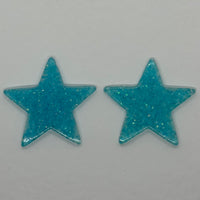 1 pair of Large star Glitter stud Earrings,  Kitsch Fun,  3.5 cm 35mm