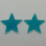 1 pair of Large star Glitter stud Earrings,  Kitsch Fun,  3.5 cm 35mm