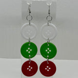 Extra Large button earrings on hooks.  11 cm long ( 4.33 inches ) pick your colour