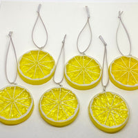 6 x Christmas tree decorations, lemon lime orange acrylic bauble ornaments fruit