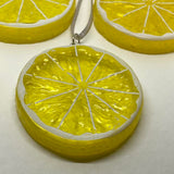 6 x Christmas tree decorations, lemon lime orange acrylic bauble ornaments fruit