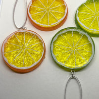 6 x Christmas tree decorations, lemon lime orange acrylic bauble ornaments fruit