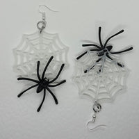 Spider web earrings, large Halloween Earrings 10 Cm Long Fun. Goth