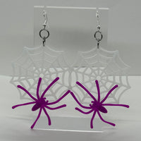 Spider web earrings, large Halloween Earrings 10 Cm Long Fun. Goth