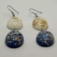 Glitter flake dome earrings, Charms Acrylic Earrings Kitsch Fun 8 cm Long..