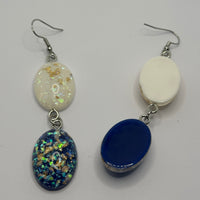 Glitter flake dome earrings, Charms Acrylic Earrings Kitsch Fun 8 cm Long..