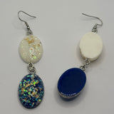 Glitter flake dome earrings, Charms Acrylic Earrings Kitsch Fun 8 cm Long..