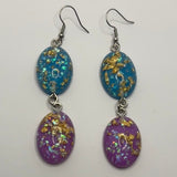 Glitter flake dome earrings, Charms Acrylic Earrings Kitsch Fun 8 cm Long..