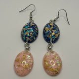 Glitter flake dome earrings, Charms Acrylic Earrings Kitsch Fun 8 cm Long..