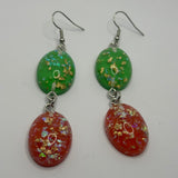 Glitter flake dome earrings, Charms Acrylic Earrings Kitsch Fun 8 cm Long..