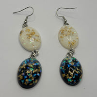 Glitter flake dome earrings, Charms Acrylic Earrings Kitsch Fun 8 cm Long..