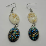 Glitter flake dome earrings, Charms Acrylic Earrings Kitsch Fun 8 cm Long..