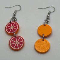 Small Fruit Salad Earrings ,Kitsch earrings on Hooks, 7 cm long. Kiwi watermelon