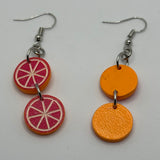 Small Fruit Salad Earrings ,Kitsch earrings on Hooks, 7 cm long. Kiwi watermelon