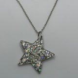 Lots of colours , Glitter star necklace, pendant on a gold or silver chain. 18 inches