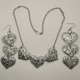 Triple heart oversized heart Acrylic Earrings and necklace set Kitsch Fun 11.5 cm Long 22 inches