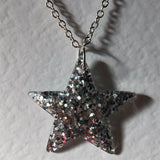 Lots of colours , Glitter star necklace, pendant on a gold or silver chain. 18 inches